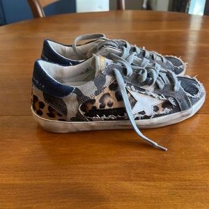 Golden Goose limited edition superstar leopard and denim cloth sneaker